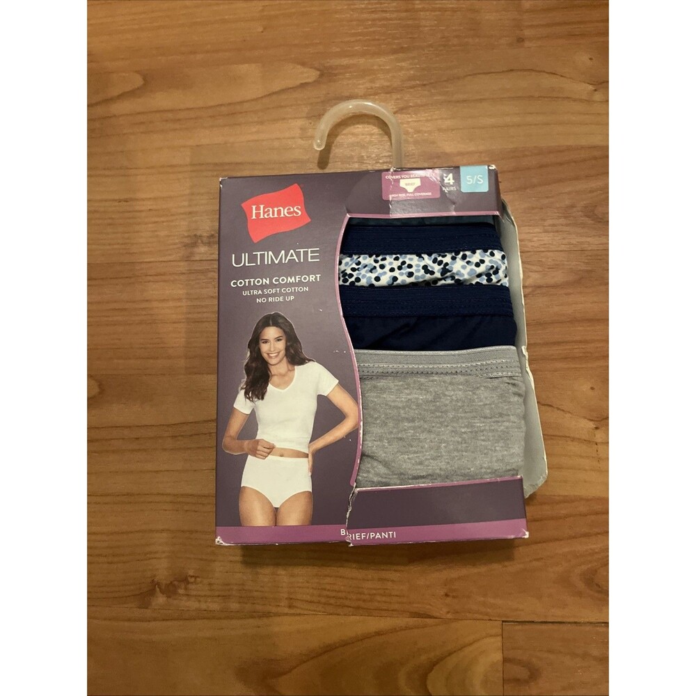 Hanes Women's 4 Pack Brief Panties Ultimate Cotton Comfort No Ride Up Size 5/S
